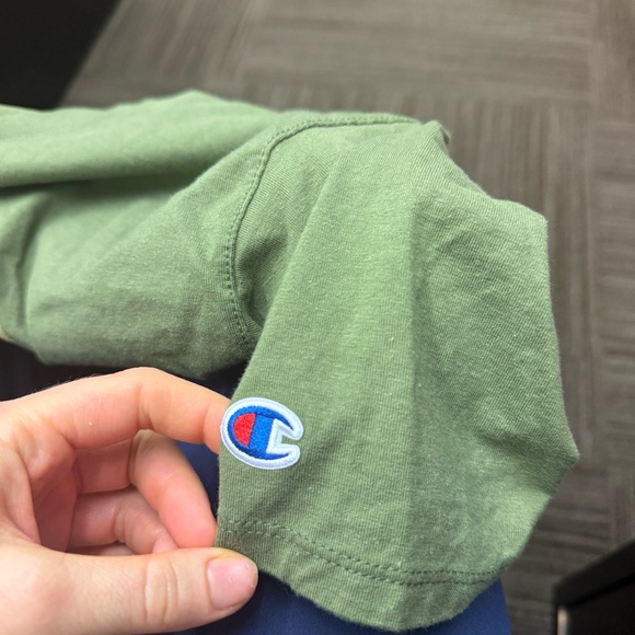 Champion Men's Sage Green Short Sleeve Tee with Logo Mountain Graphic - Picture 6 of 6